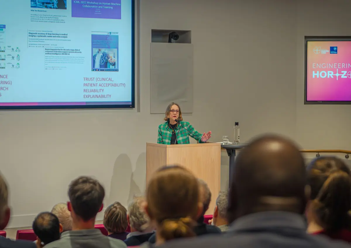 Professor Alison Noble speaking at the Engineering Horizons lecture
