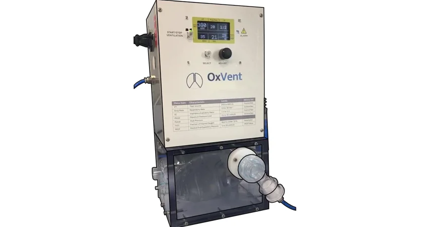 OxVent ventilator machine, front view