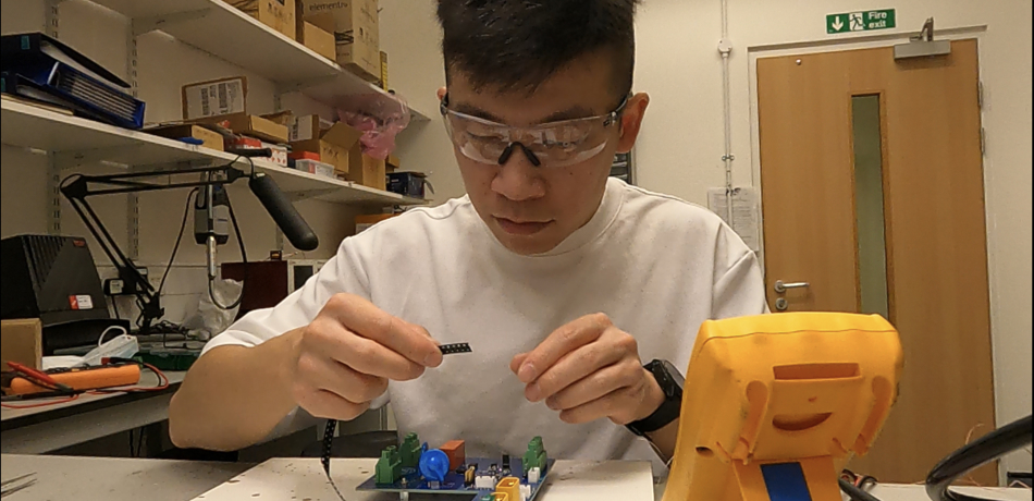 Post-doctoral researcher Dr Renke Han in lab