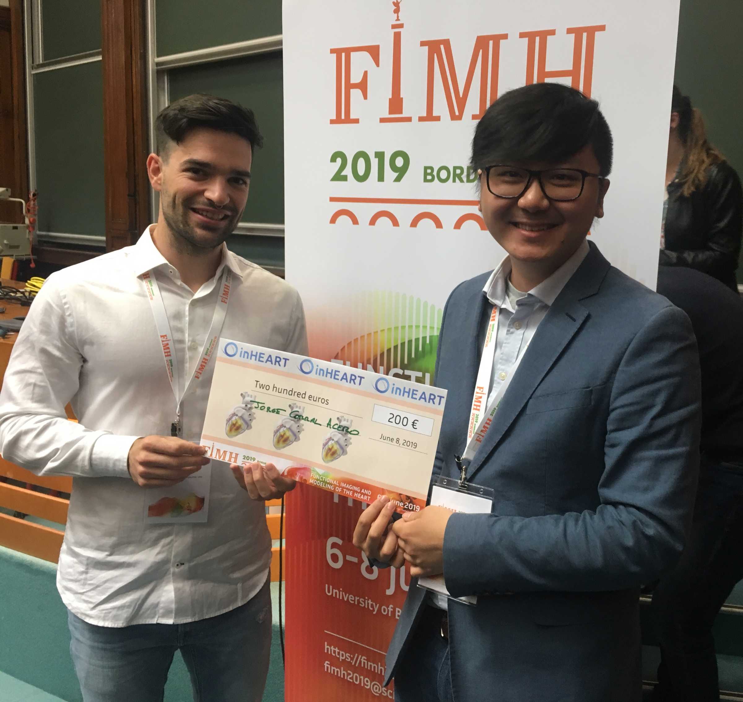 DPhil candidates Jorge Corral Acero and Hao Xu were awarded with the Best Paper Award in the Imaging Category, at the 10th International Conference on Functional Imaging and Modelling of the Heart (FIMH),  June 2019
