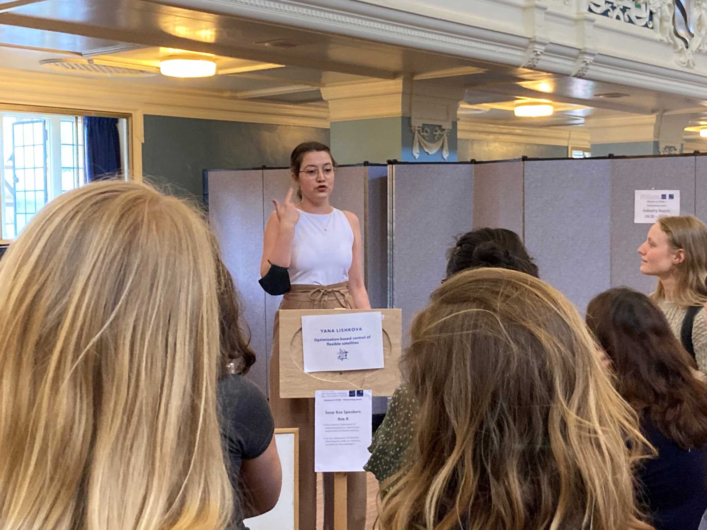 Women in Engineering members speaking at a Women in STEM event, Oxford Town Hall