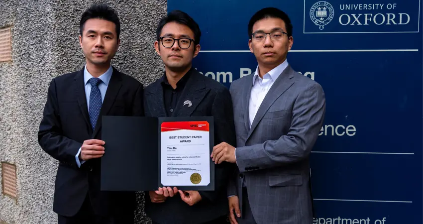 The Oxford team, L-R: Dr. Chao He, Yifei Ma, Zimo Zhao (cr: Yuxi Cai)