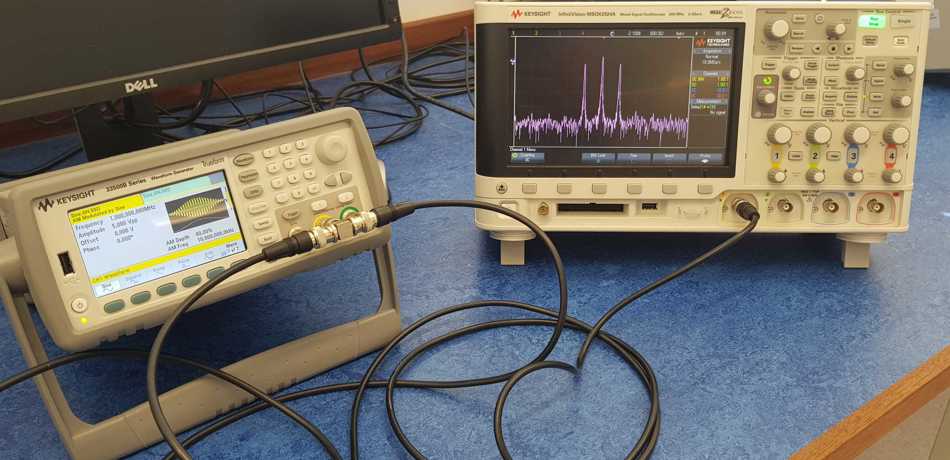 Oscilloscope on a lab bench