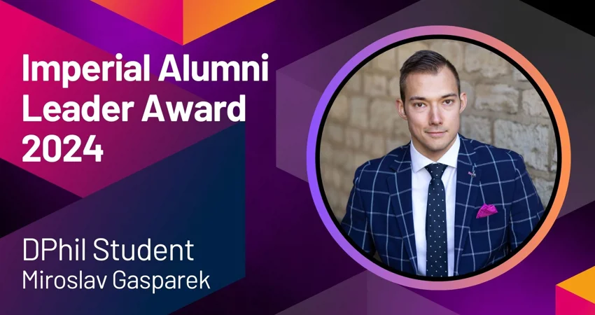 Engineering DPhil Miroslav Gasparek wins Imperial College Emerging Alumni Leader Award 2024