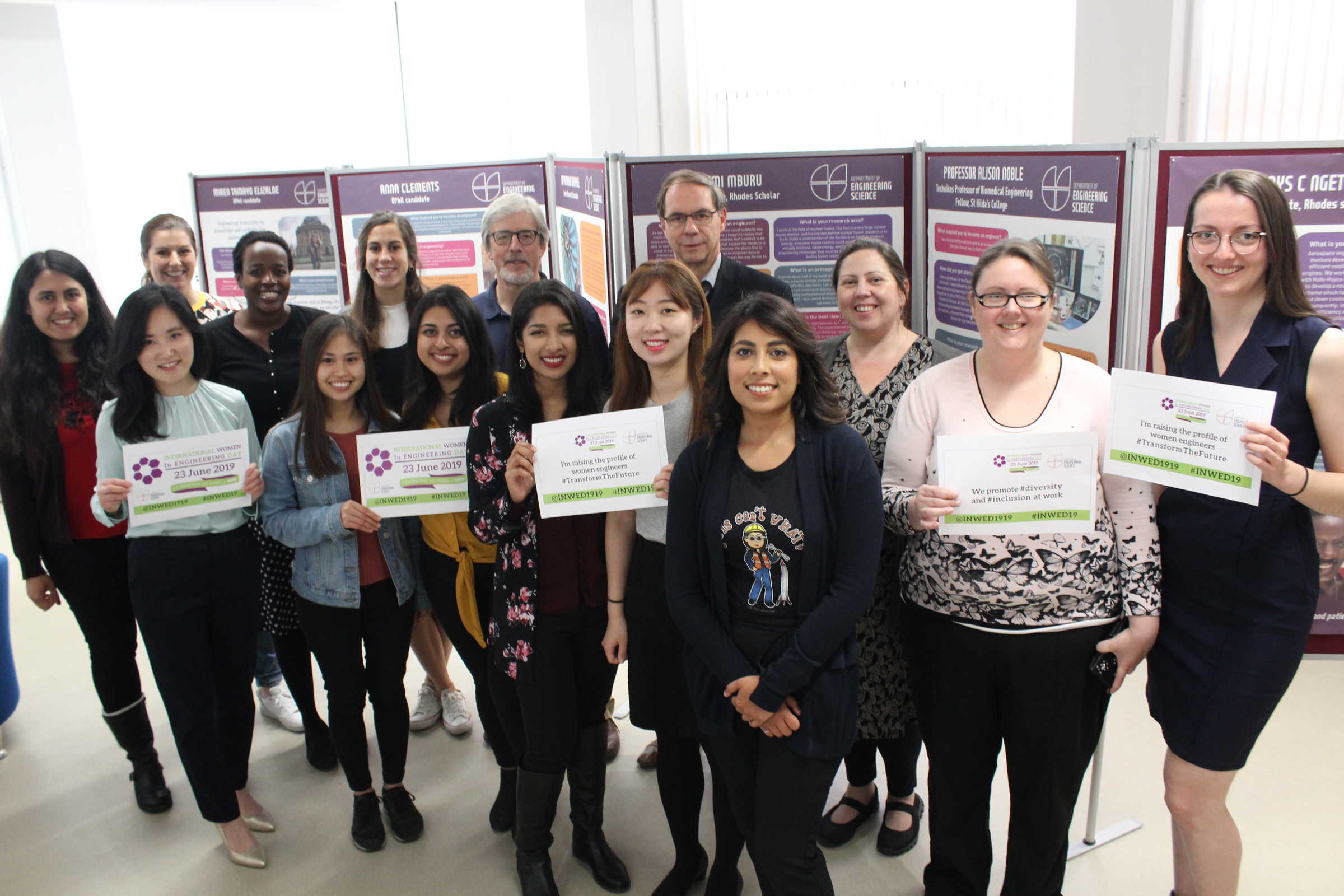 Large group of female engineers celebrating International Women in Engineering Day 2019