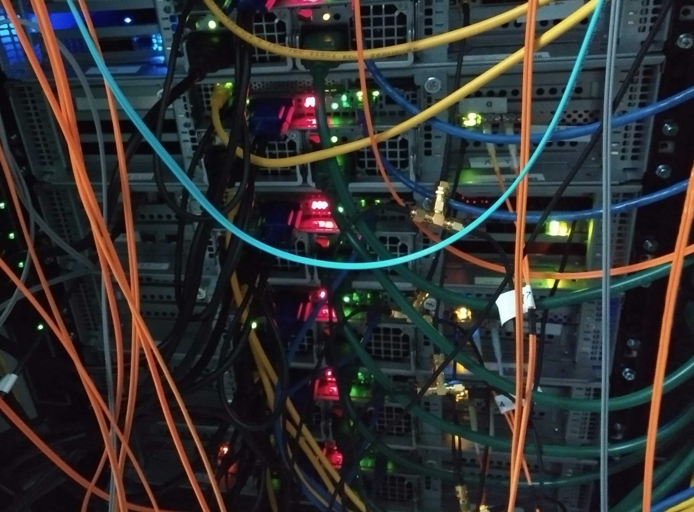 Cables and wires at the back of servers
