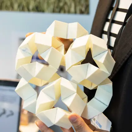 Dr Chenying Liu demonstrates origami structure