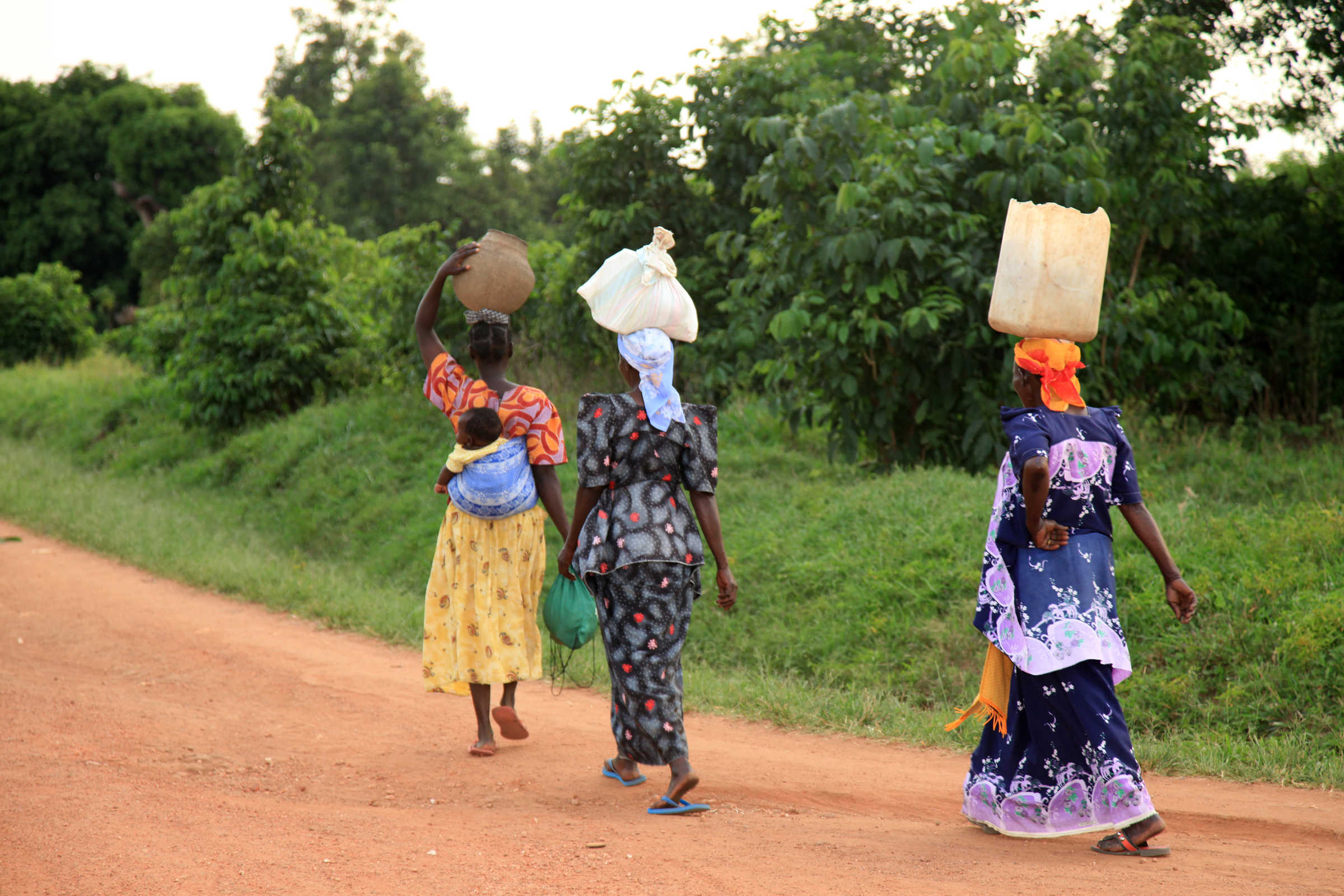 Stock image of traditional water collection in Africa