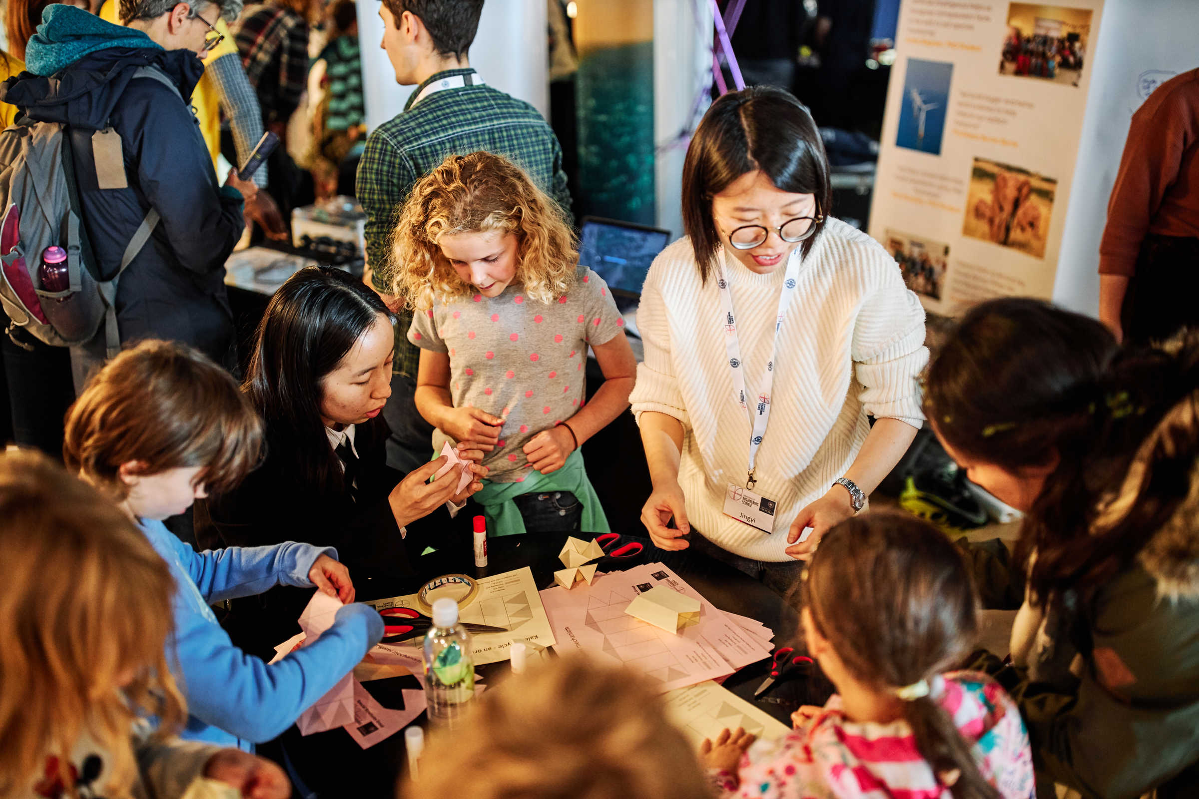 Kids learning about science with researchers