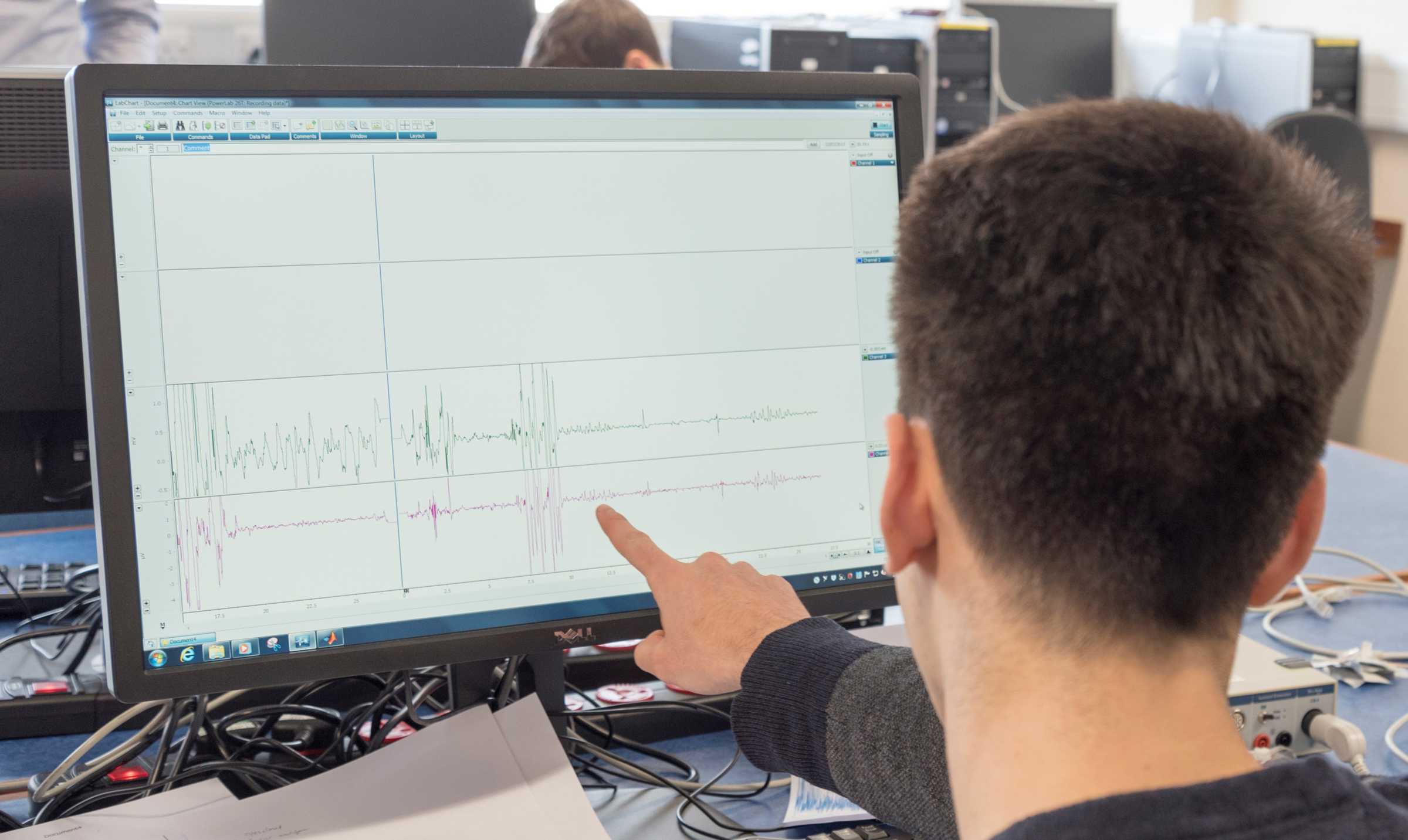 Student looking at computer