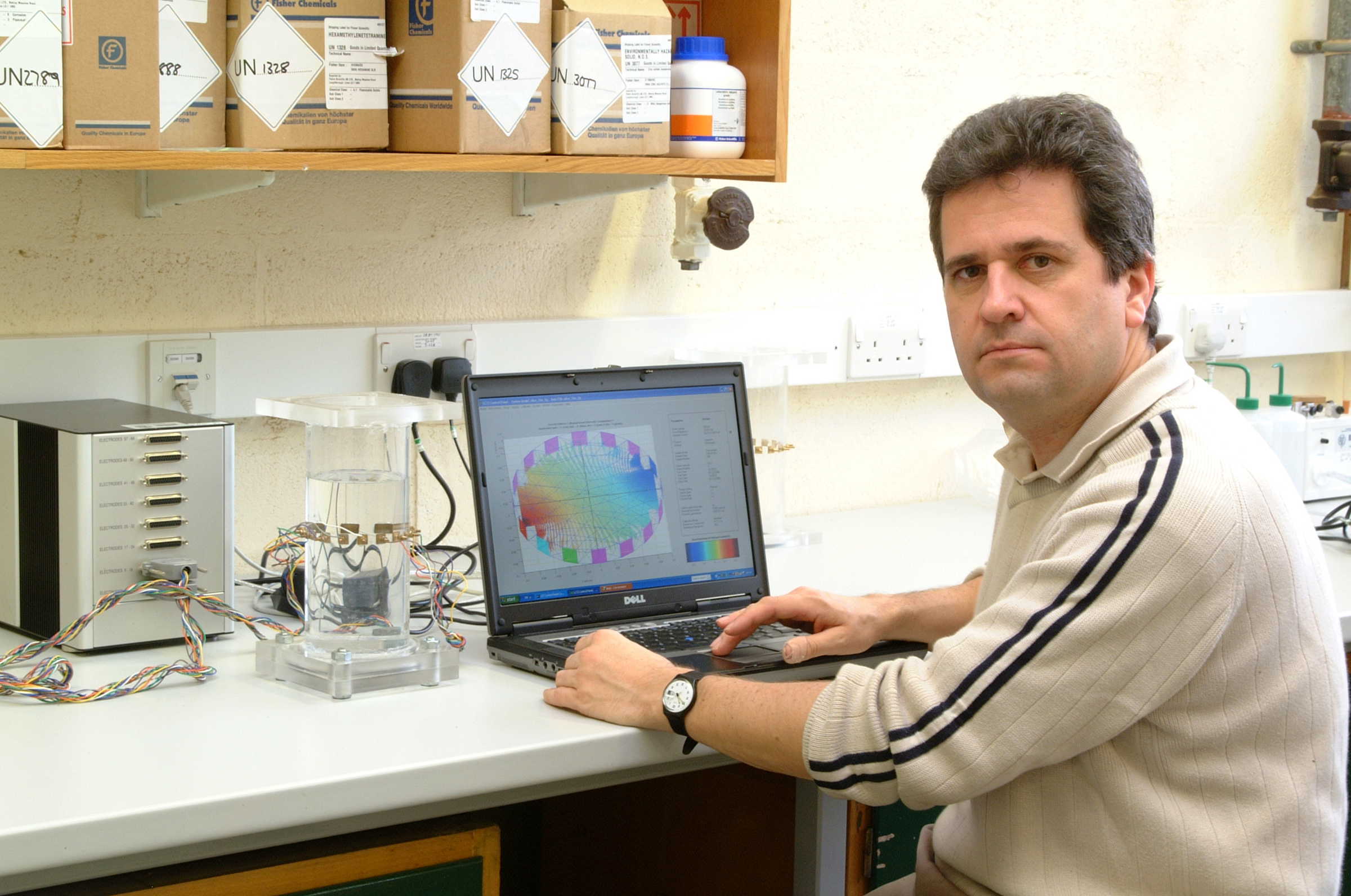 Professor Nick Hanki, who was elected a Fellow of the Institution of Chemical Engineers, at his desk in the Department of Engineering Science