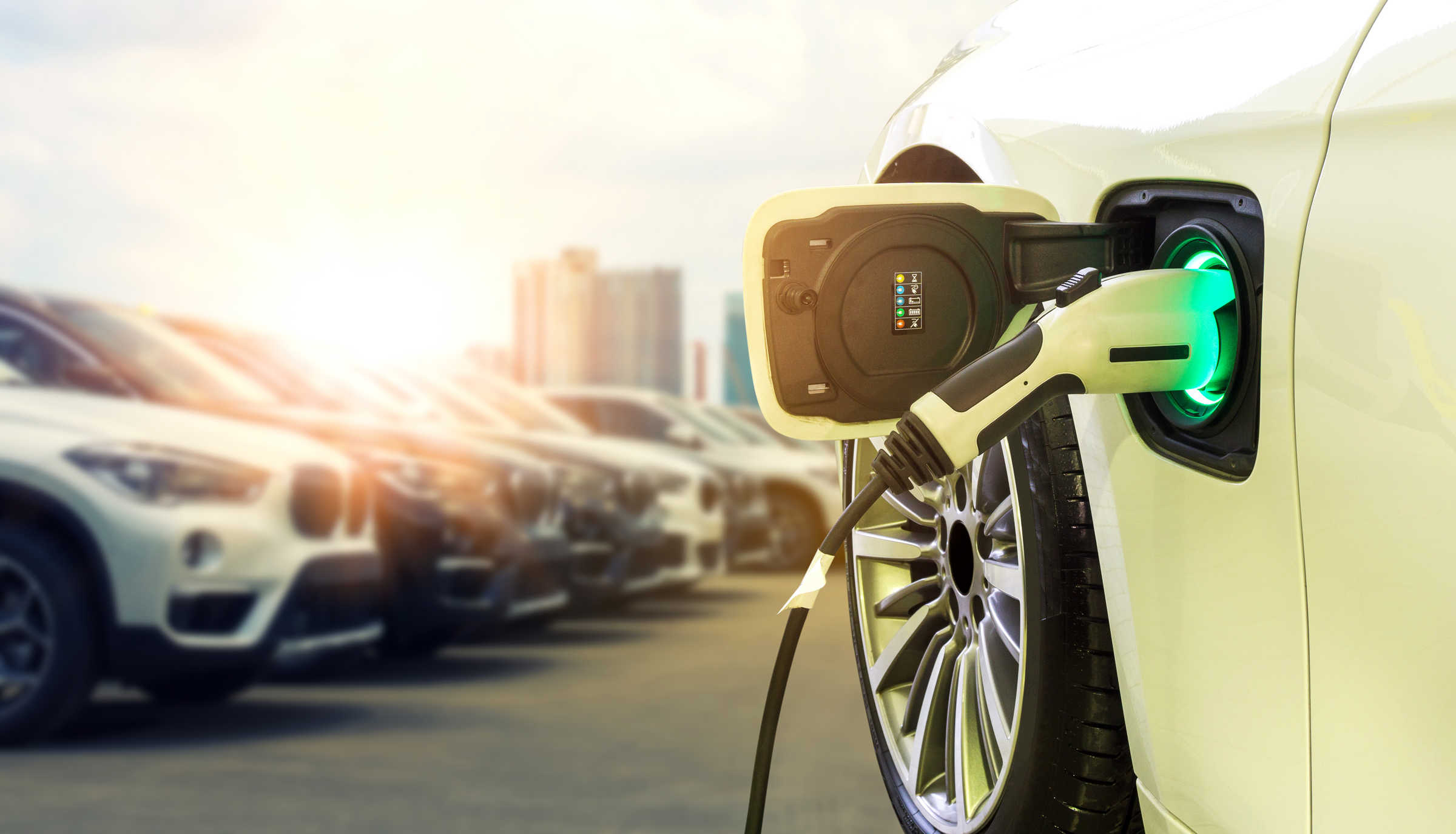 Stock image of electric car charging