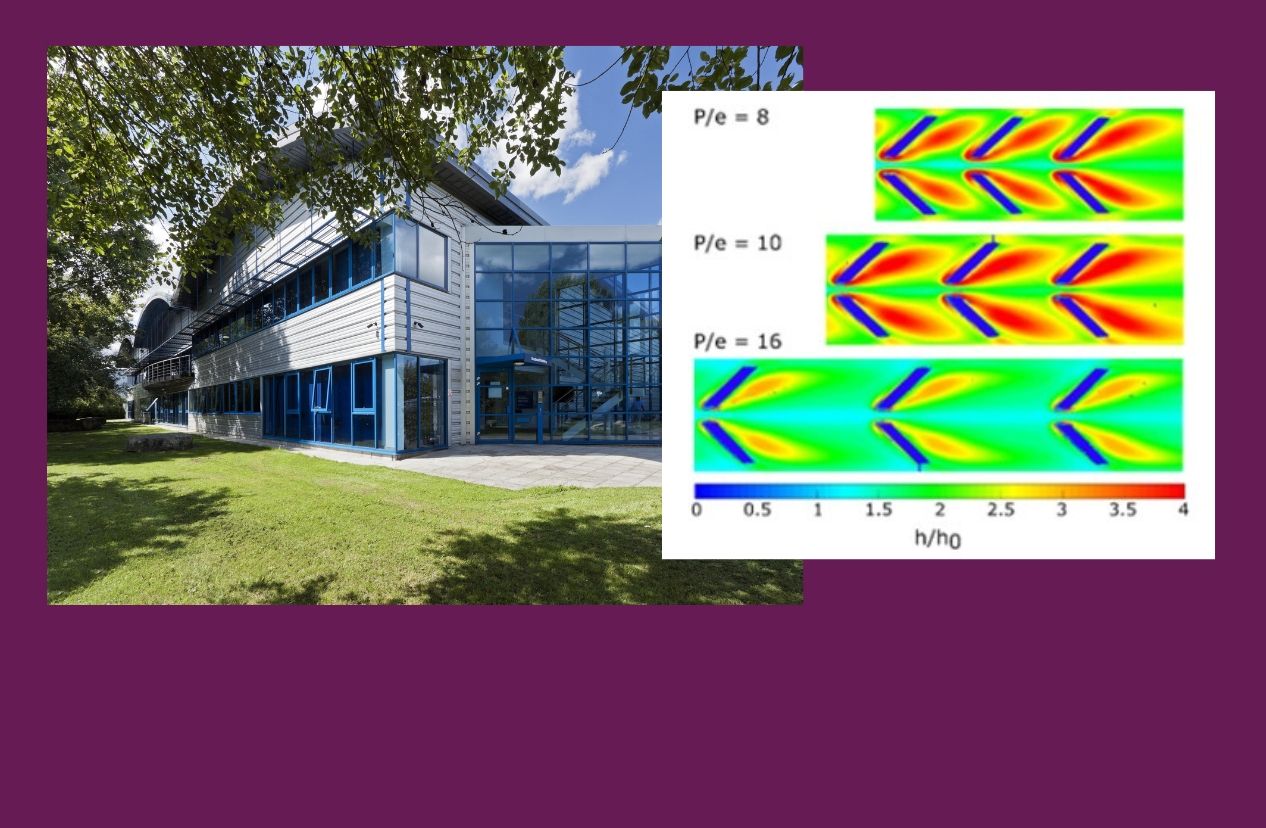 Contours showing heat transfer coefficient enhancement levels.  
