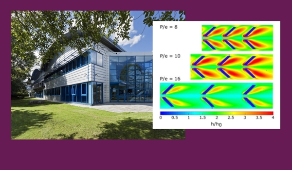 Contours showing heat transfer coefficient enhancement levels.  