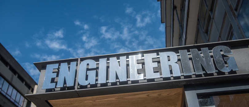 Sign saying Engineering outside Thom Building