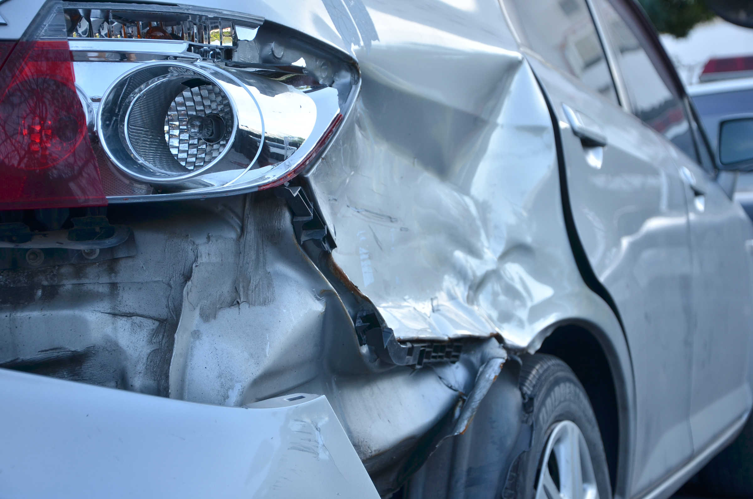 Car crumpled in accident