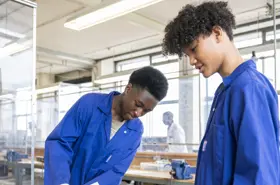 Participants of Access programme Uncover Engineering 2024 working in the Mechanical Lab