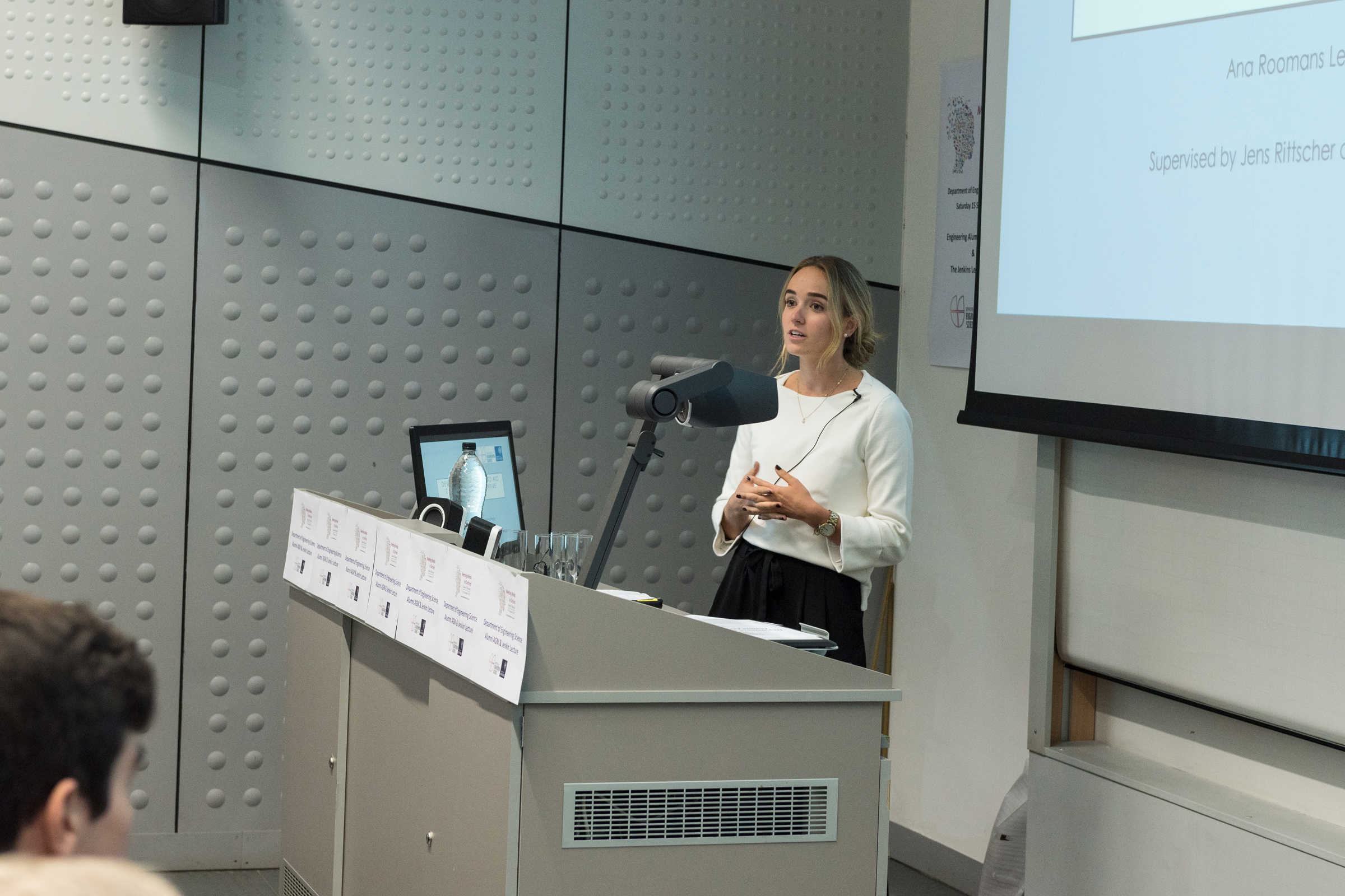 Undergraduate student who won the 4th year project prize gives presentation , from 2018