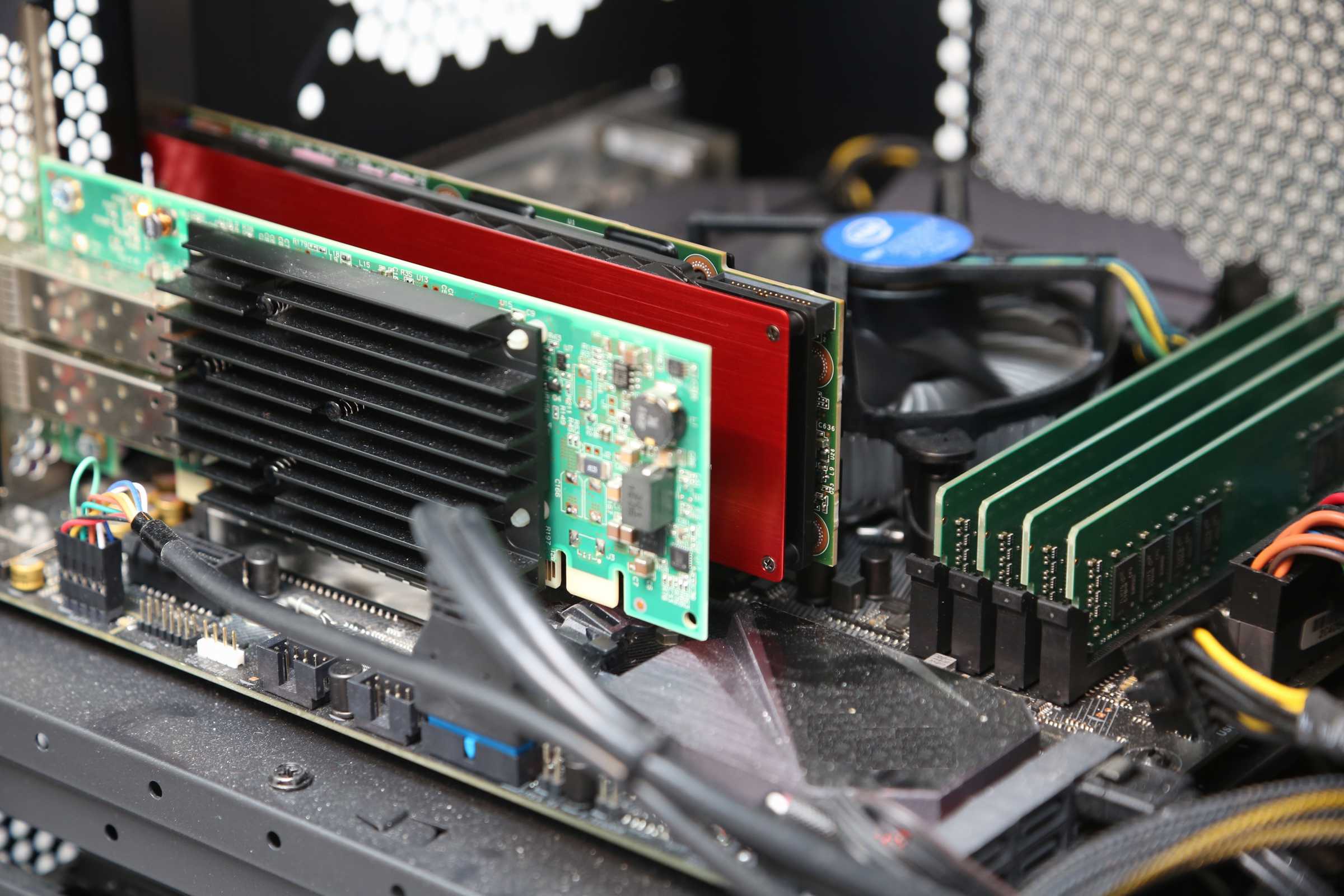 Inside a desktop computer