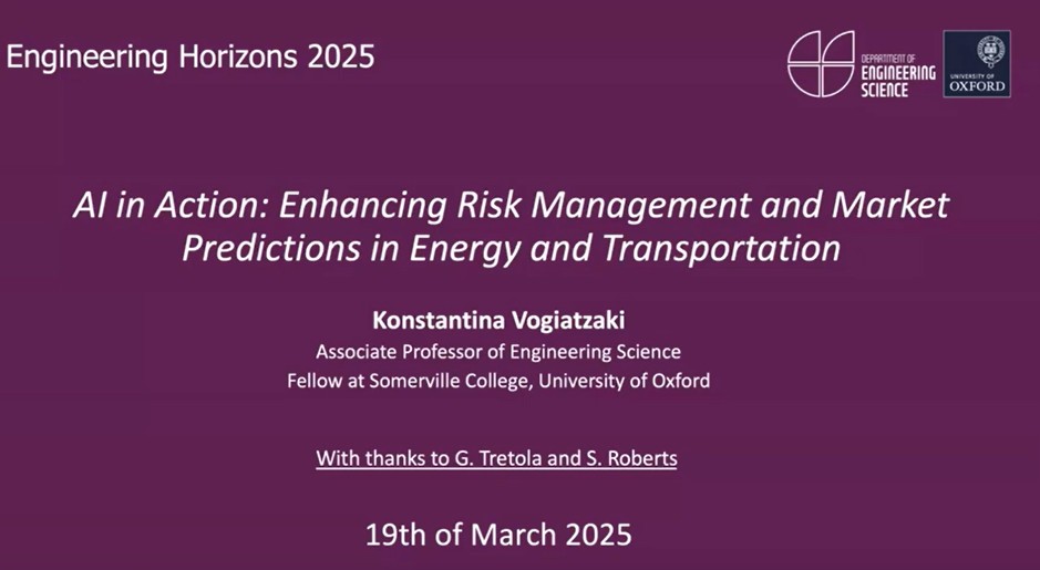 Professor Konstantina Vogiatzaki ‘How AI innovations can support the transition to a net-zero society’, Engineering Horizons lecture