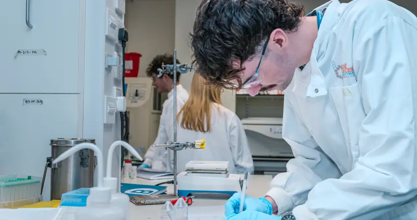 Postgraduate students in the lab