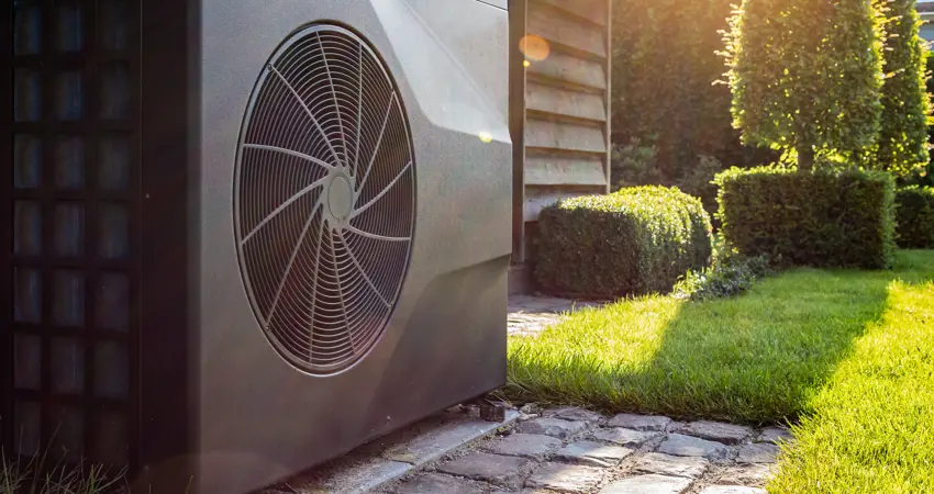 Heat pump outside building