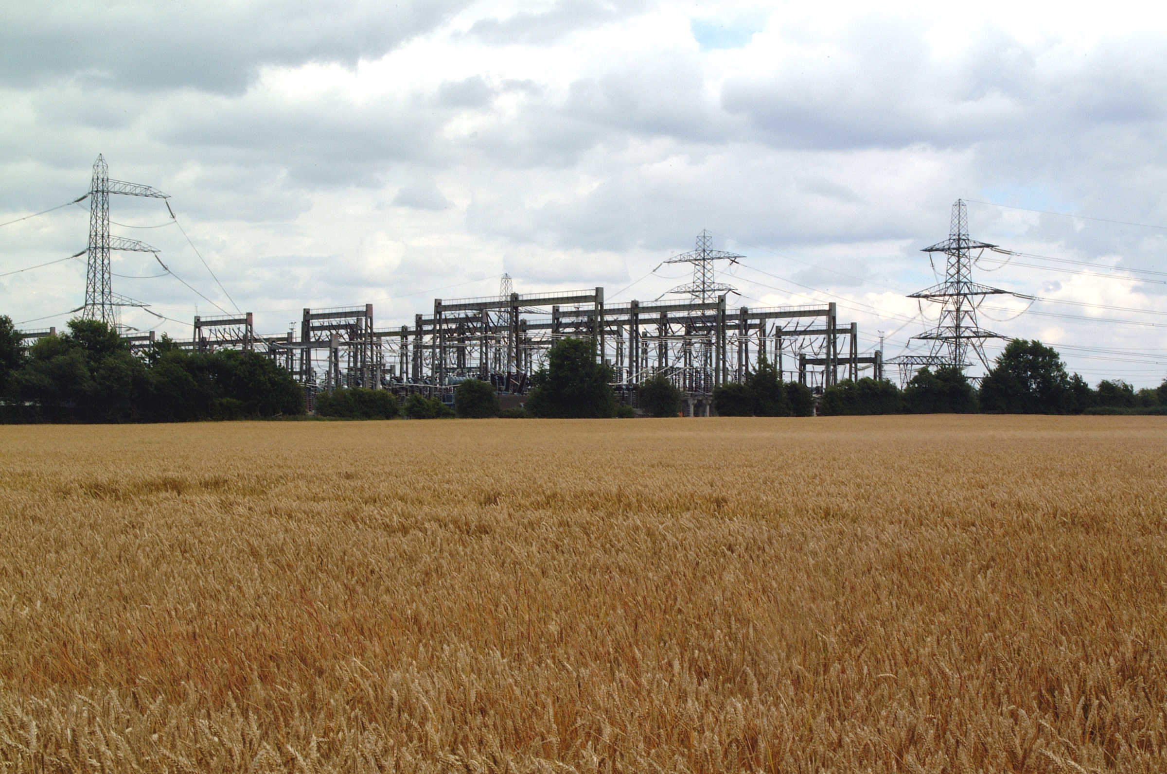 Electricity pylons and grid in the countryside