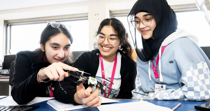 Participants of Access programme Uncover Engineering 2024 during the Drones workshop