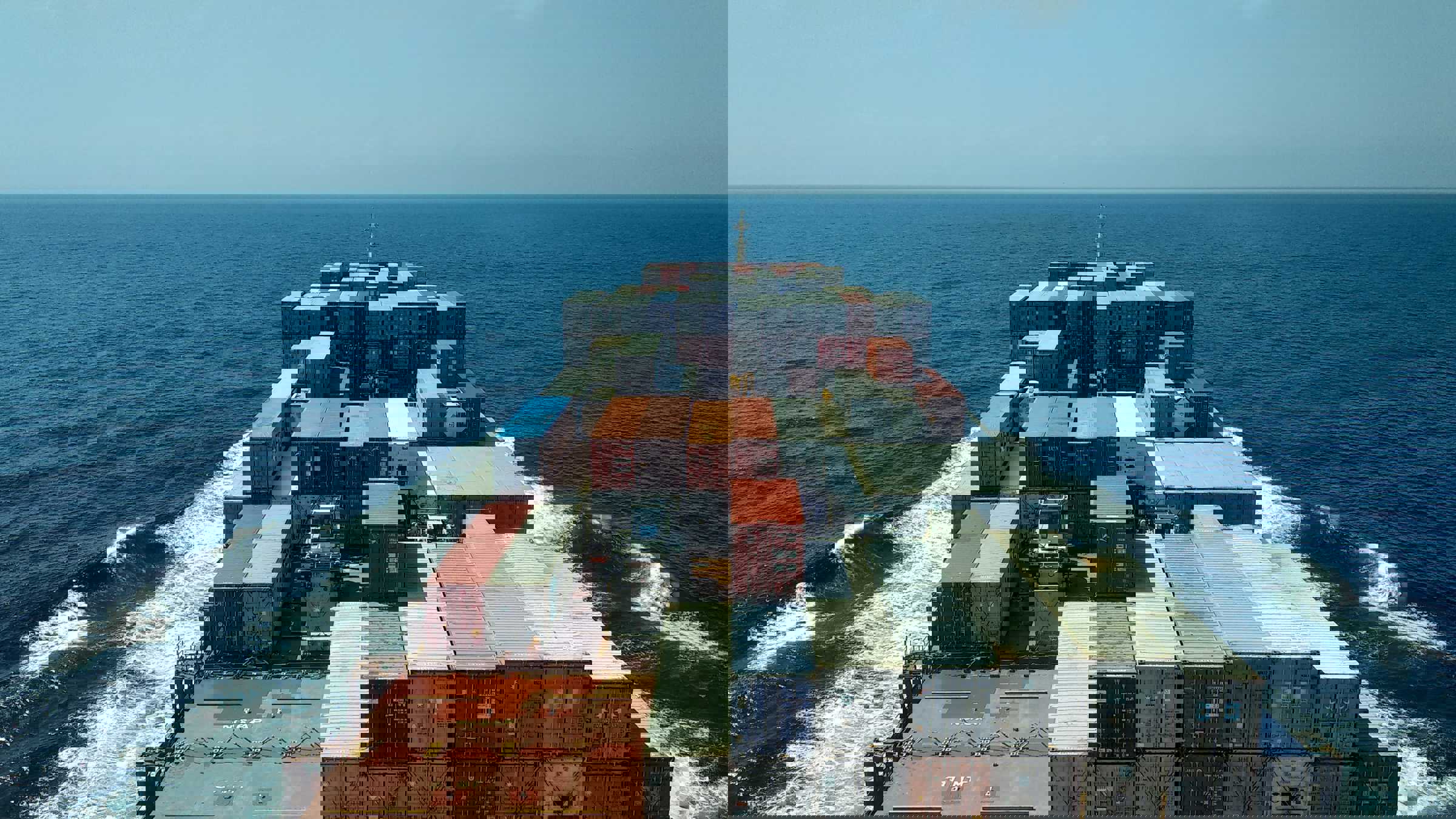 Shipping containers on ship