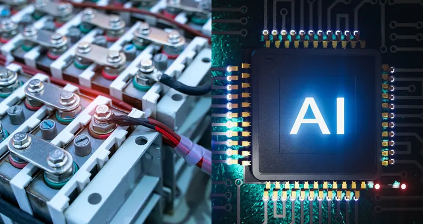 Stock images depicting AI threats and ‘second-life’ EV batteries.