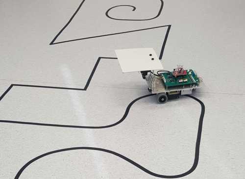 Small robot following black line on floor