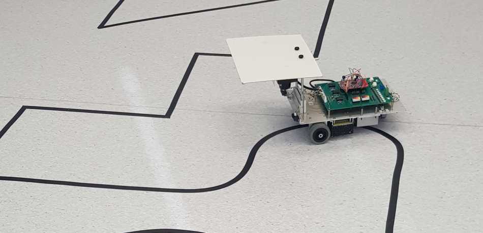 Small robot following black line on floor