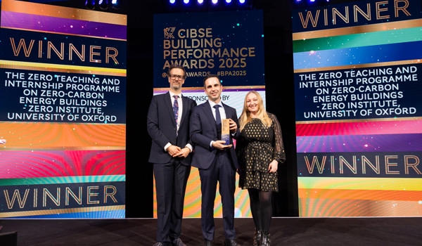 Prof. Jesus Lizana receiving the CIBSE award 2025 at Park Plaza Westminster Bridge, London, on Thursday 27 February. Photo credit: CIBSE Building Performance Awards.