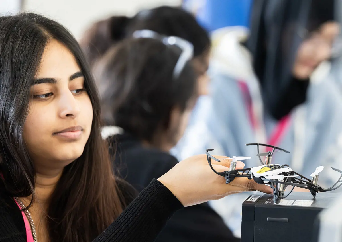 Participant of Access programme Uncover Engineering 2024 programming a Drone