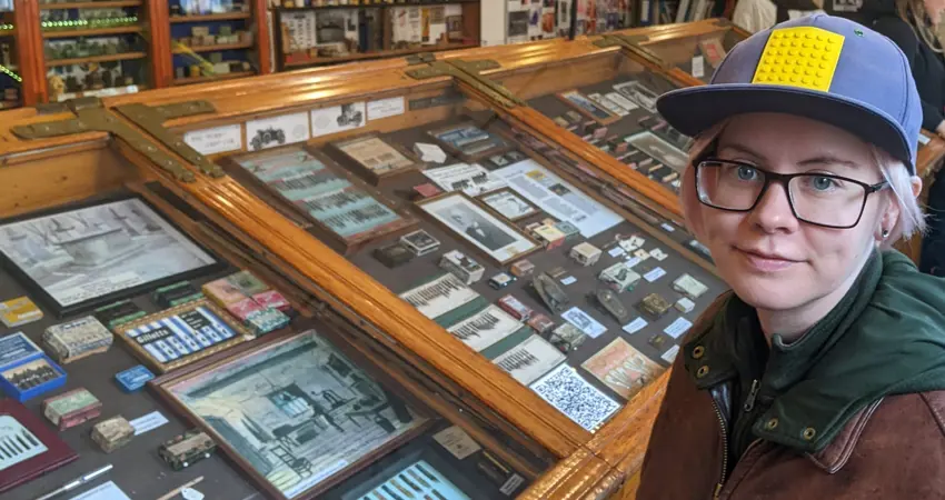 Oxford e-Research Centre DPhil student Erin Canning at the Pen Museum in Birmingham