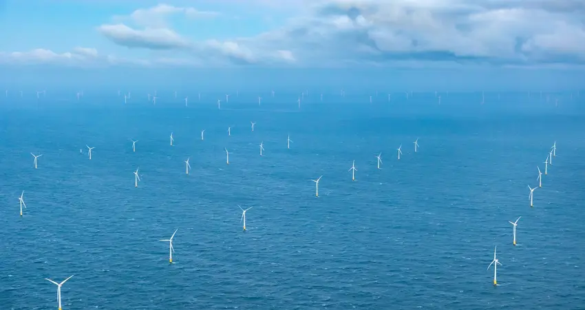 Stock image of offshore wind farm