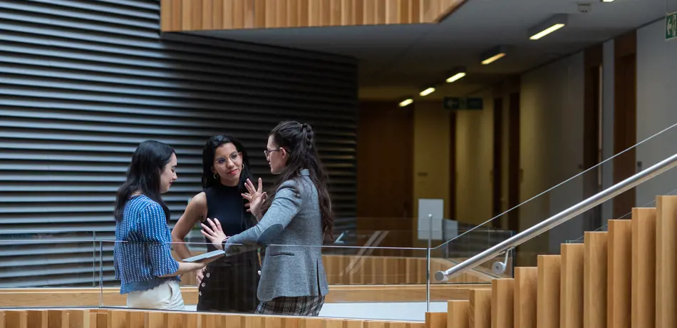 Postgraduate students talking