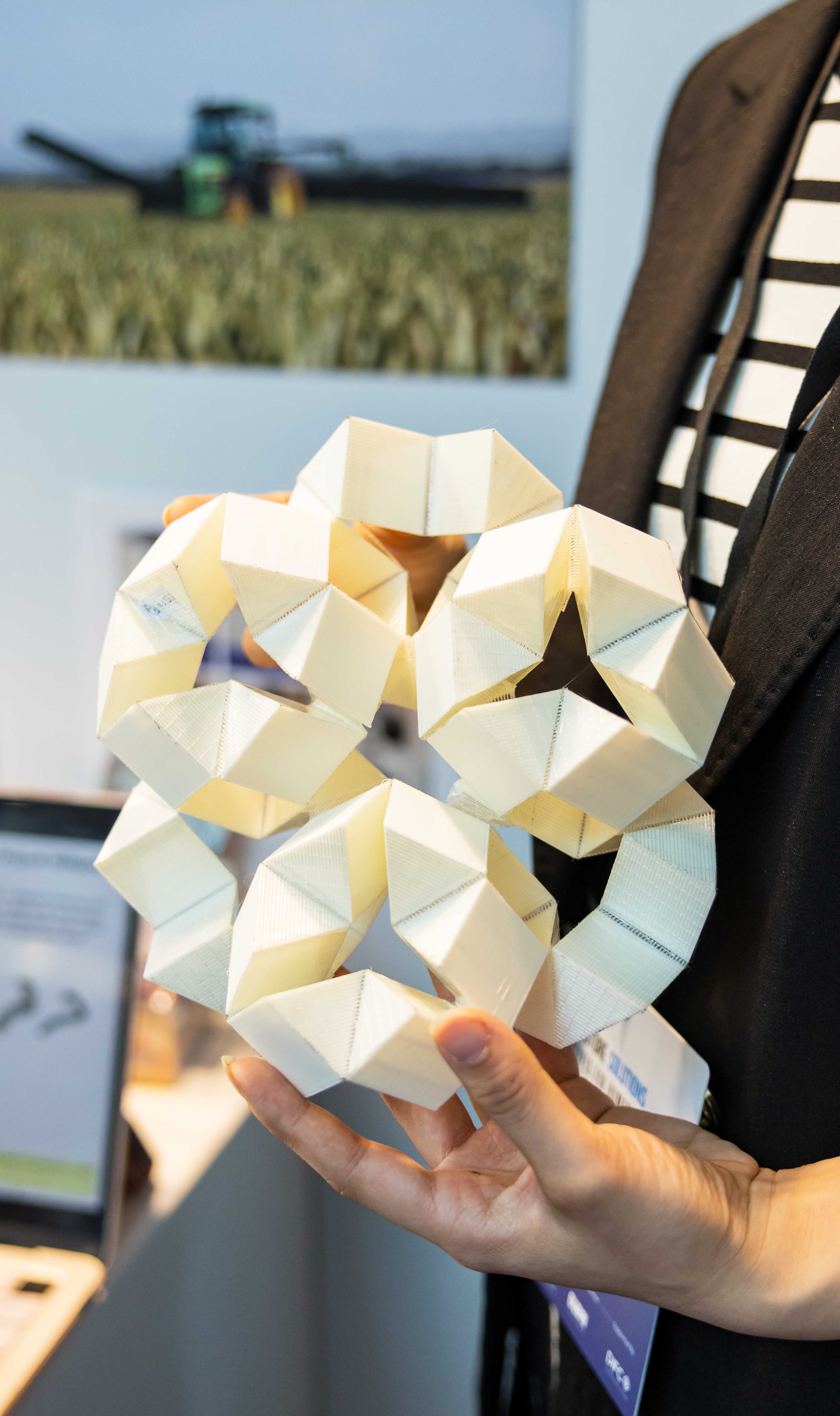 Dr Chenying Liu demonstrates origami structure